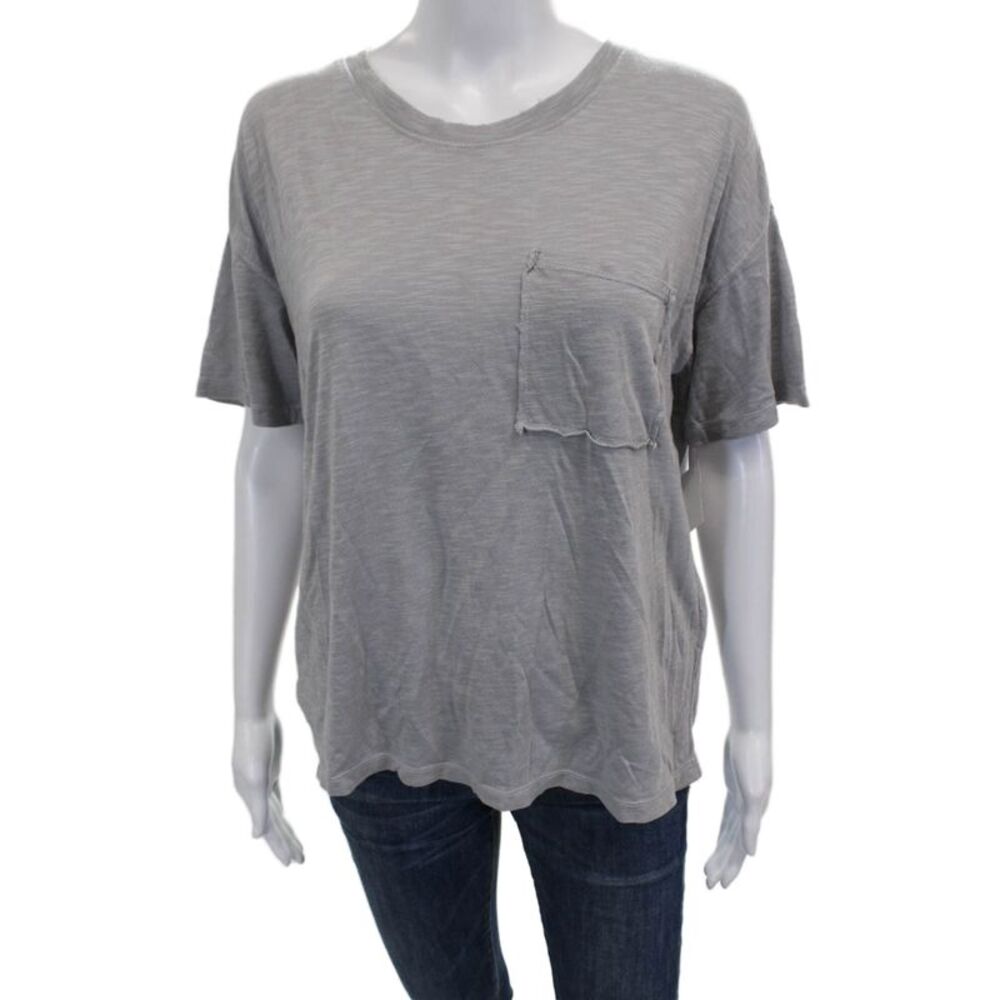 Crown Jewel Womens Basic Gray Crew Neck Short Sleeve T-Shirt Size S